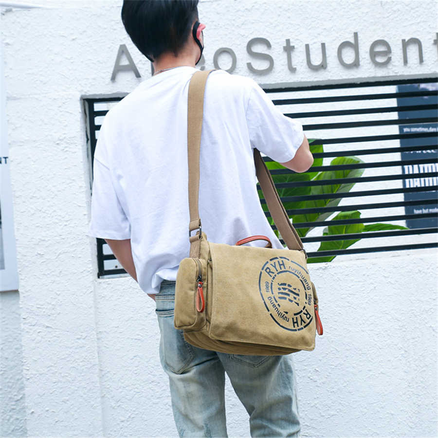 Aktetassen met grote capaciteit Heren reistassen Canvas bedrukte weekendschoudertassen Multifunctionele Messenger Flap Bags