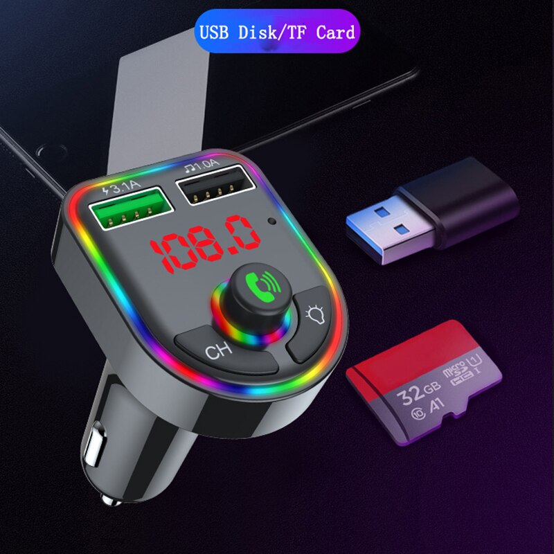 FM Transmitter Wireless Bluetooth Car Kit Handsfree Car MP3 Audio Music Player Dual USB Radio Modulator Car Kit 3.1A USB Charger