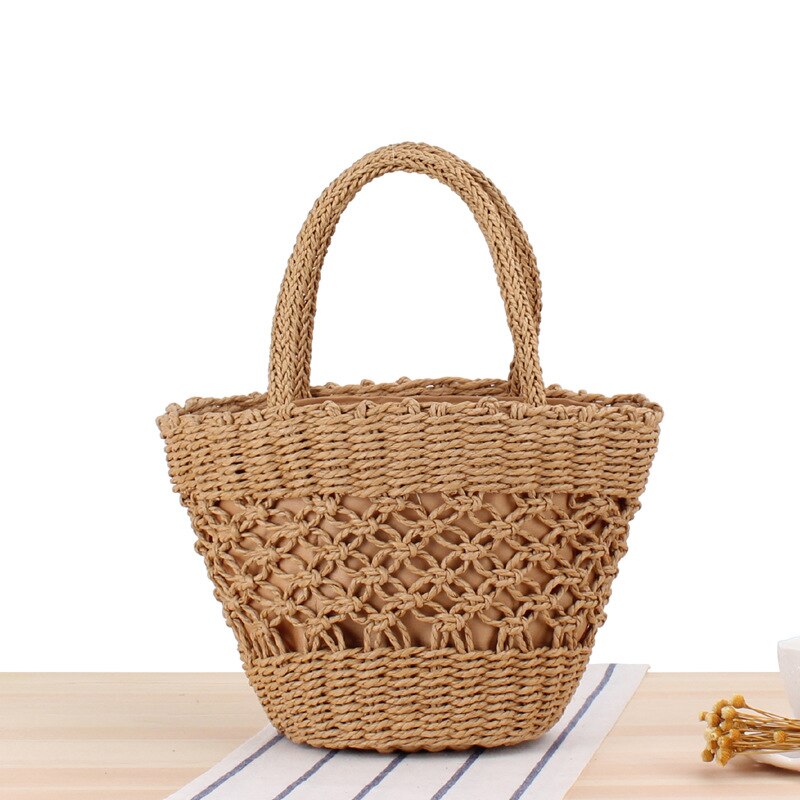 Vrouw Handtassen Stro Zomer Tassen Voor Vrouwen Geweven Tote Breien Grote Capaciteit Strand Reizen Emmer Shopper Schouder Vrouwen Tas