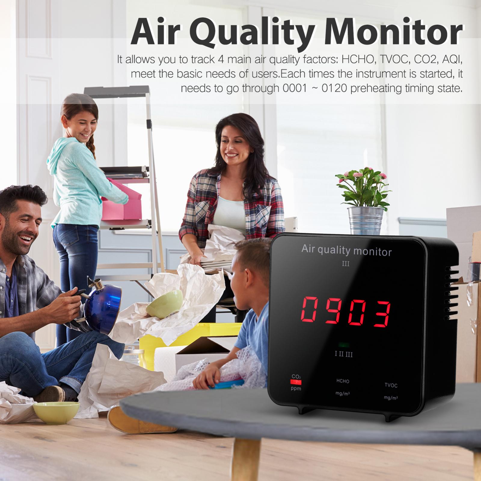 4in1 Smart Air Monitor HCHO TVOC AQI CO2 Air Pollution Monitor Accurate Test