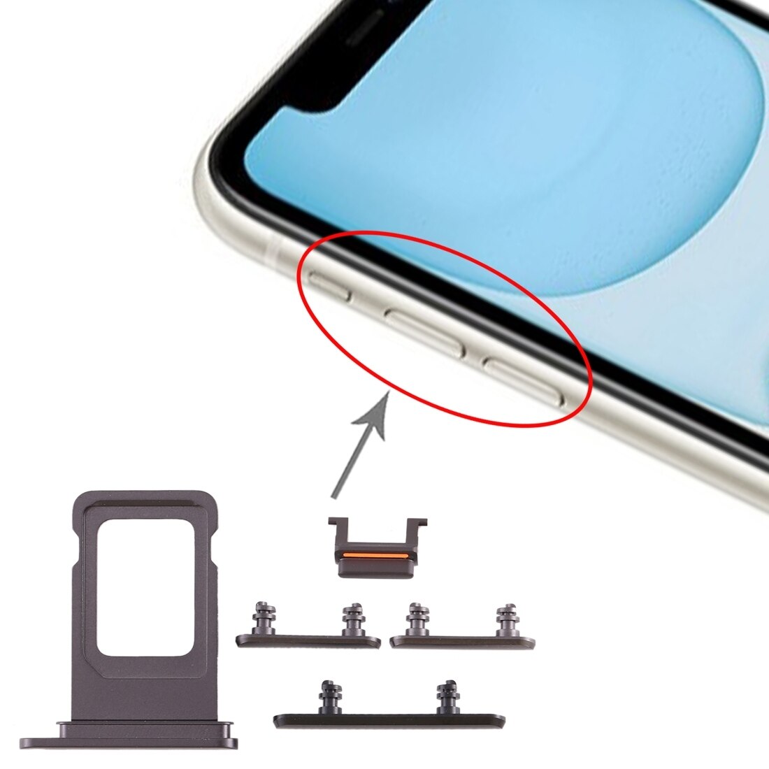 Voor Iphone 11 Sim Kaart Lade + Side Key Voor Iphone 11