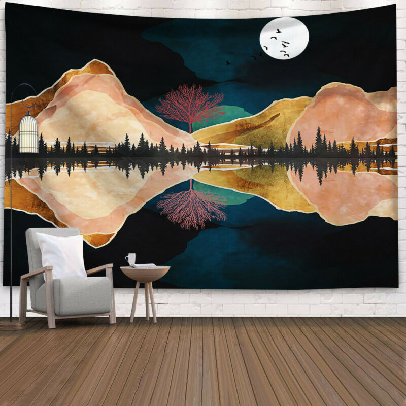 Psychedelic Starry Sky Sun Moon Mandala Tapestry Wall Hanging Celestial Wall Tapestry Hippie Wall Carpets Dorm Decor Tapestry