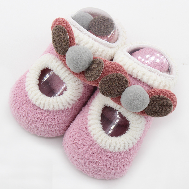Calcetines gruesos de dibujos animados para niños y niñas, medias suaves y antideslizantes, para primavera y otoño: Light purple / 2-4T