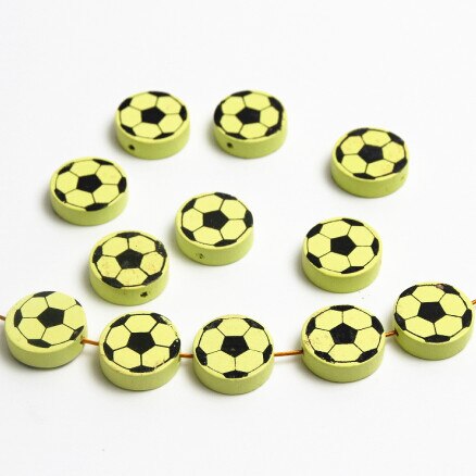 Cute Football Pattern 20Pcs Lead-Free Wood Beads For Jewelry Making Accessories Bracelets DIY Craft For Child 20mm: Color 11