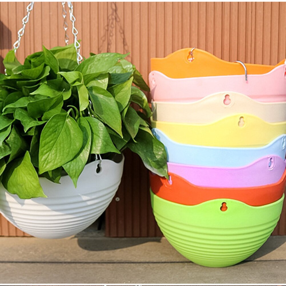 Plastic Hanging-Basket Flower Pot with Chain Home Garden Balcony Macrame Plant Hanger Planters Decor SMD66