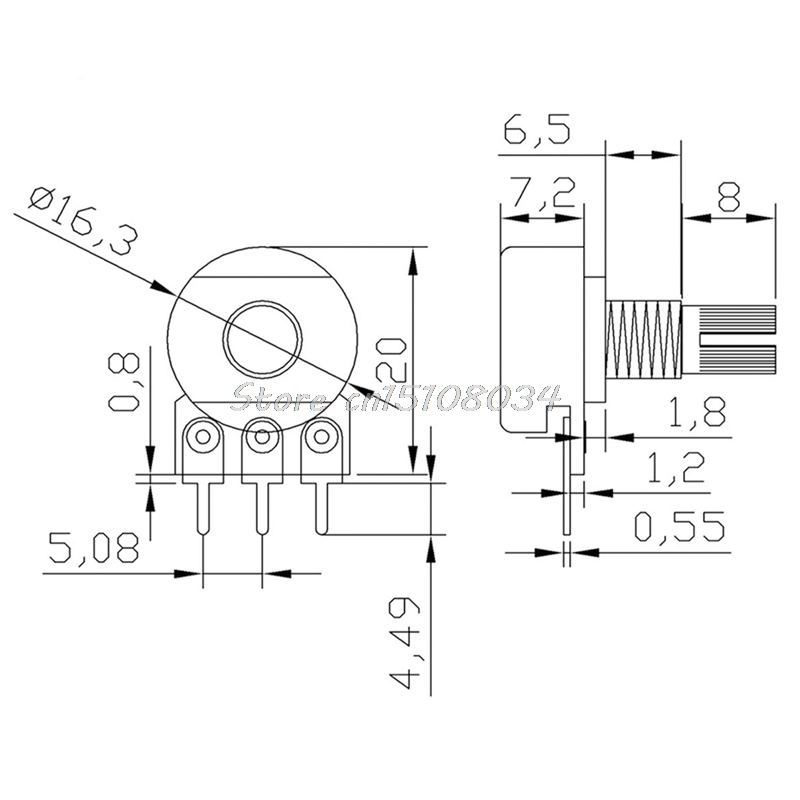 5Pcs B10K Ohm Linear Taper Rotary Potentiometer Panel Pot 15 Mm S08 &