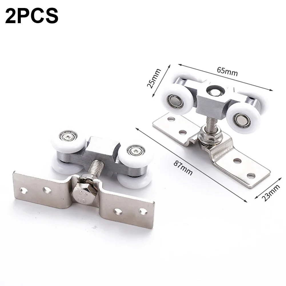 2pcs Sliding Door Roller Hardware Slide Doors Pulley 4 Wheels Glass Door Hanging Wheels Rail Track Pulley Silent Nylon Wheel