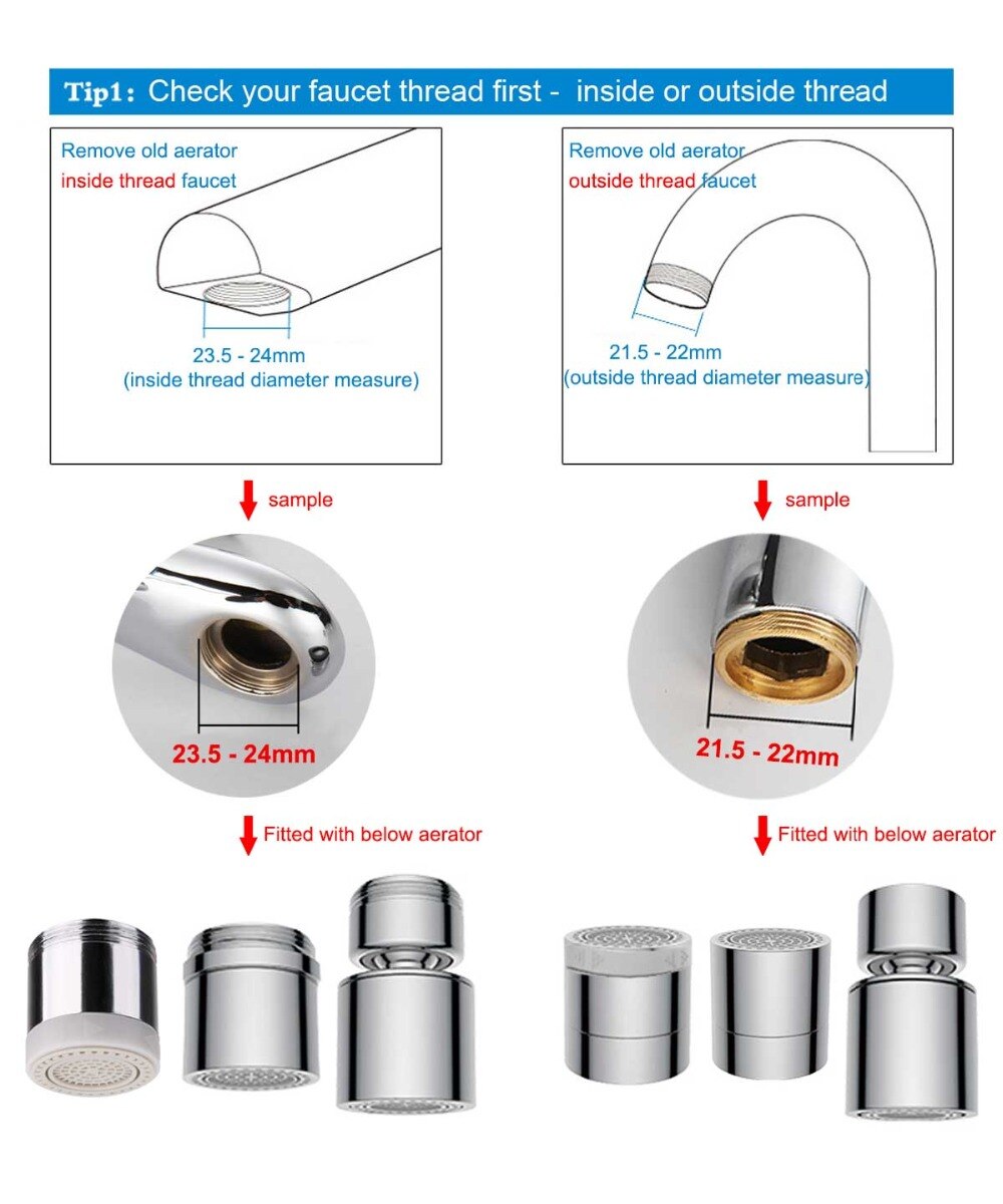 Dual-functie 2-Flow Waterbesparende Kraan Beluchter, Tap Beluchter Swivel, Aanrecht Beluchter Kraan Sproeier Hoofd Vervanging Deel