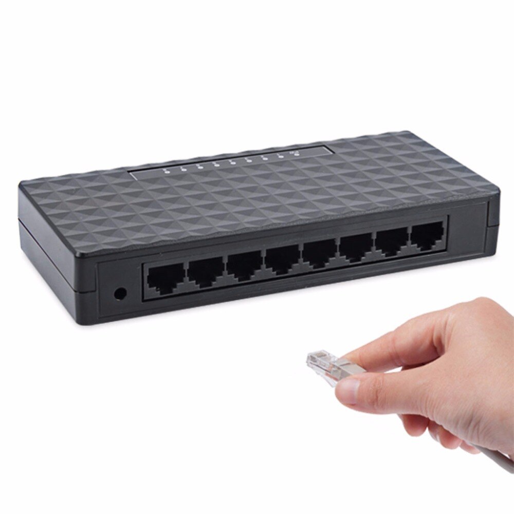 Novo 8-port 10/100 mbps ethernet rede switch hub desktop mini rápido lan switcher adaptador com plugue da ue fonte de alimentação preto c26