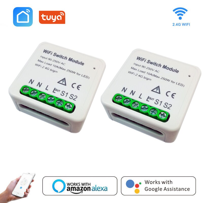 Tuya/Smart Leven App Wifi Schakelaar Module Universele Wifi Breaker Diy Wifi Smart Lichtschakelaar Smart Home Werken Met alexa Google Thuis: 2pcs
