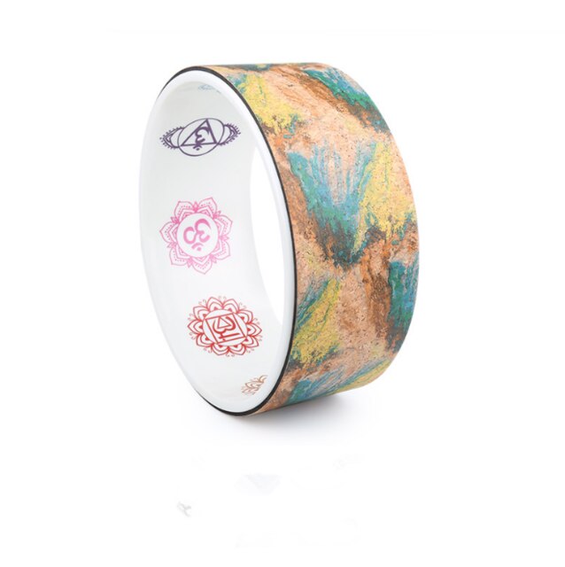 Yoga Wheel - 32cm Diameter - Natural Cork Surface - Rubber ABS Inner Ring - Pilates Fitness: Blue