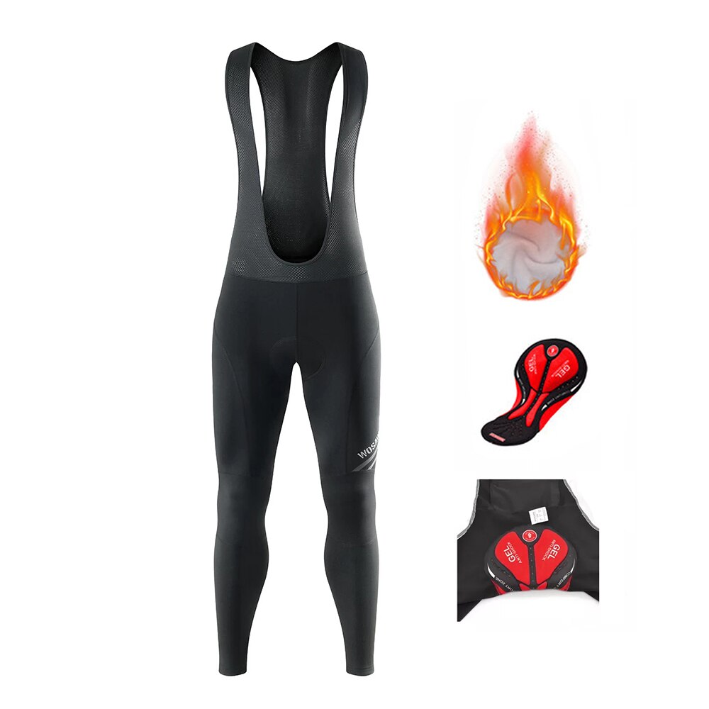 WOSAWE męnarty zimowy polarny strój rowerowy spodnie wioślarz górski wyścielane żelem rajstopy MTB wioślarz długie spodnie wiatroszczelny strój rowerowy spodnie: BO118-B / L