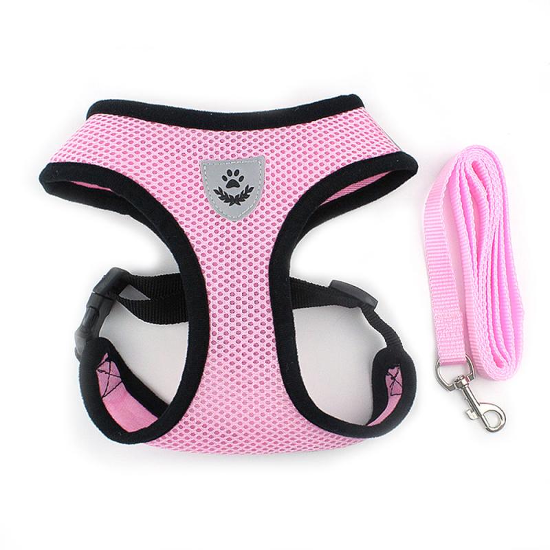Dog Harness Vest Training Puppy Soft Mesh Pet Harness For Dogs Cats Small Nylon Chest Strap Bulldog Mascarillas Home Garden: Pink / L