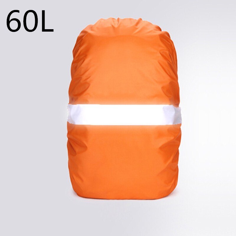 80L Reflektierende Regen Abdeckung Rucksack, 20L 35L 45L Wasserdichte Tasche Abdeckung, draussen Camping Wandern Klettern Staubdicht fallen für Rucksack: Orange 60L