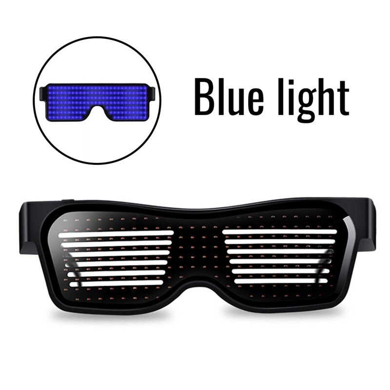 LED Panel Bluetooth Baseball Cap + Bluetooth LED Sunglass Mobile Phone APP Connection Wireless Dynamic Pattern Flashing Glasses: Blue