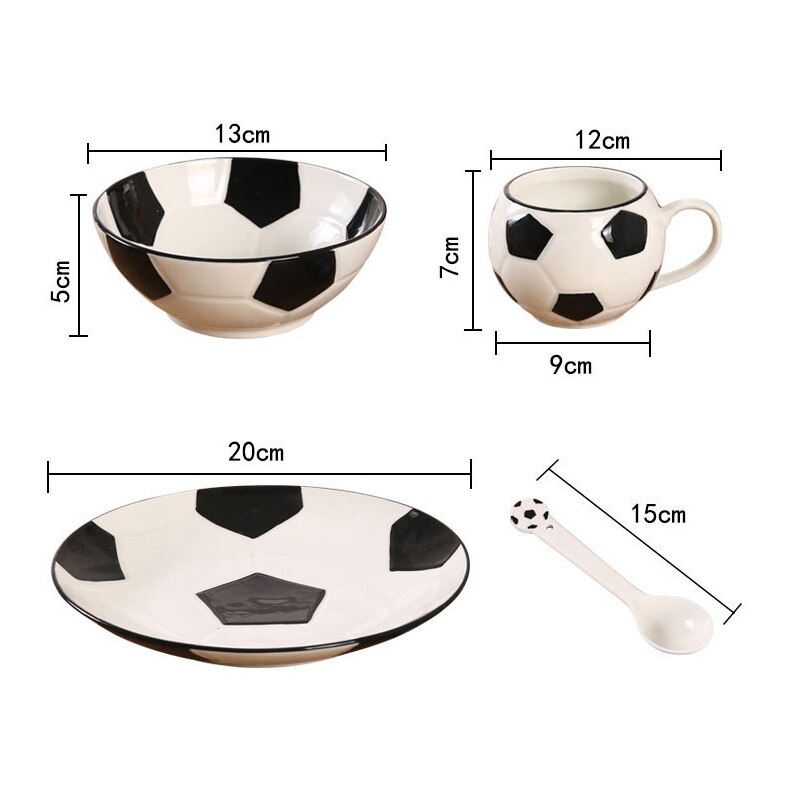 Fodbold tallerken skål kop sæt multi designs basketball volleyball golf porcelæn keramik porcelæn børn bordservice sæt