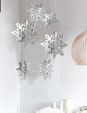6pcs/set 3D cardboard hollow Snowflakes Hanging decorations Christmas Year decorations for the home party decorations Natal: A