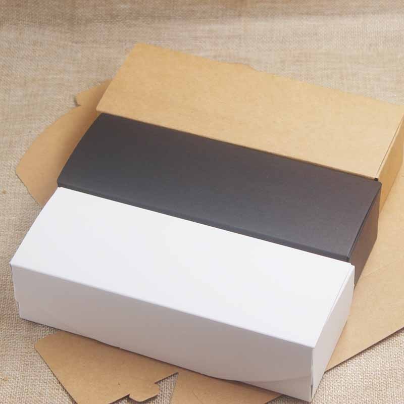 5PCS 19.2*7*5cm Deluxe Pure color paper box Kraft&black&white color Cake&Cookies&candy packageing boxes Festivals box
