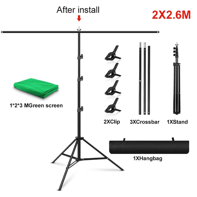 Chromakey Groen Scherm Met T-Vorm Achtergrond Ondersteuning Groen Scherm Achtergrond Met Stand Kit Voor Foto Studio Fotografie, gaming