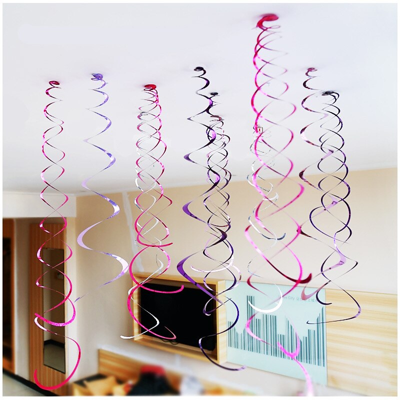Lote de 6 unidades de guirnaldas de decoración en espiral de techo, feliz decoración para de primer cumpleaños, Bandera de Navidad para niños, niños y niñas