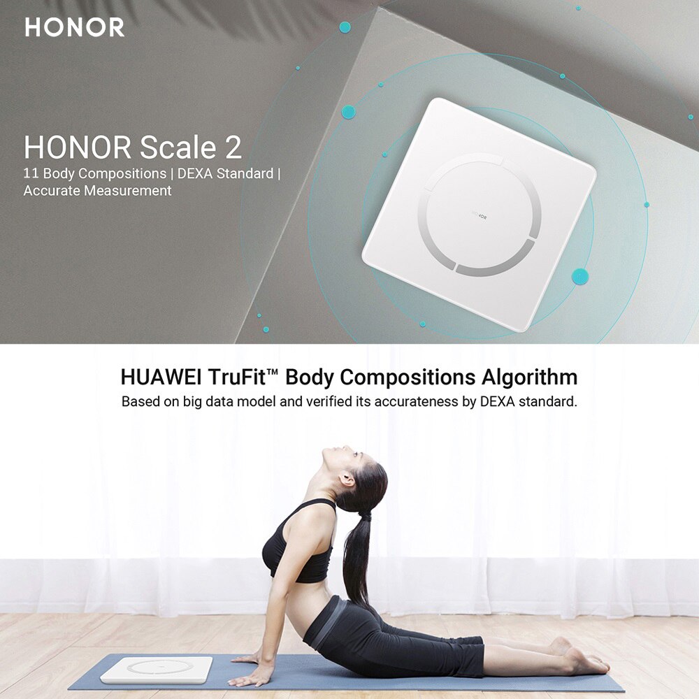 HONOR Scale 2 DEXA Standard 11 Body Composition Analyzer Monitor Accurate Measurement Smart Weighing Scale Fat Rate/Heart Rate