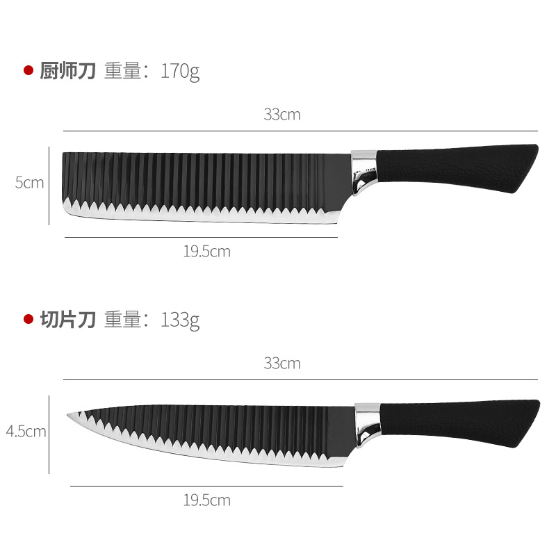 6pcs/set Kitchen Knife Set Simple and Clear Color Kitchen Knife Set Stainless Steel Household Kitchens Knives kitchen scissors