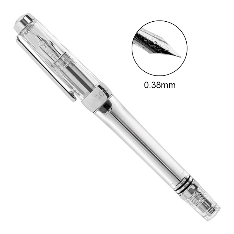 Wing Sung 3013 Vacuum Fountain Pen Resin Transparent EF/F Nib !: 0.38 transparent