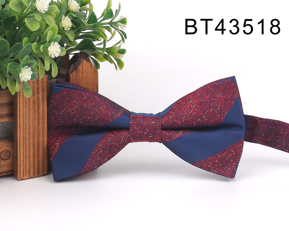 Claret Men Bow Tie Classic Jacquard Bowtie For Men Adult Striped Bow Ties For Business Wedding Butterfly Suits Cravats Bowties: MULTI