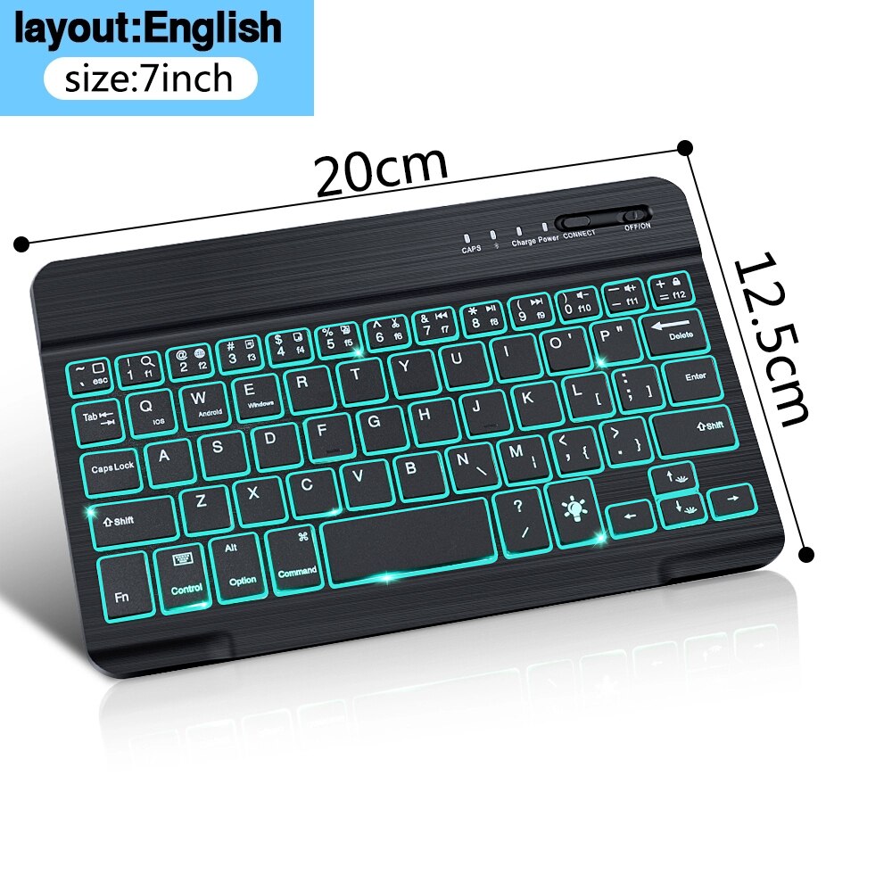 RGB Drahtlose Tastatur Und Maus Mini Bluetooth Tastatur Maus Combo Tastatur Mit hinterleuchtet Für Telefon Tablette Laptop Ipad Computer: 7 in EN Klaviatur