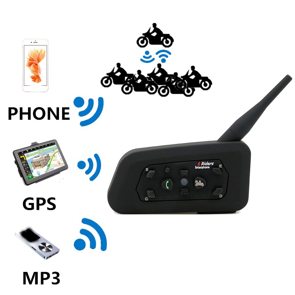 V6-1200 High-speed Protocol Bluetooth Motorcycle Helmet Headset and Interphone Long-distance Transmission