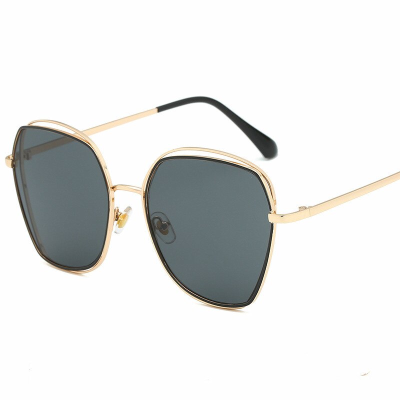 Vlinder zonnebril voor heren en dames van metaal met dubbel montuur, holle persoonlijkheid, trend, straatfotografie,  uv400 zonnebrillen: Zwart