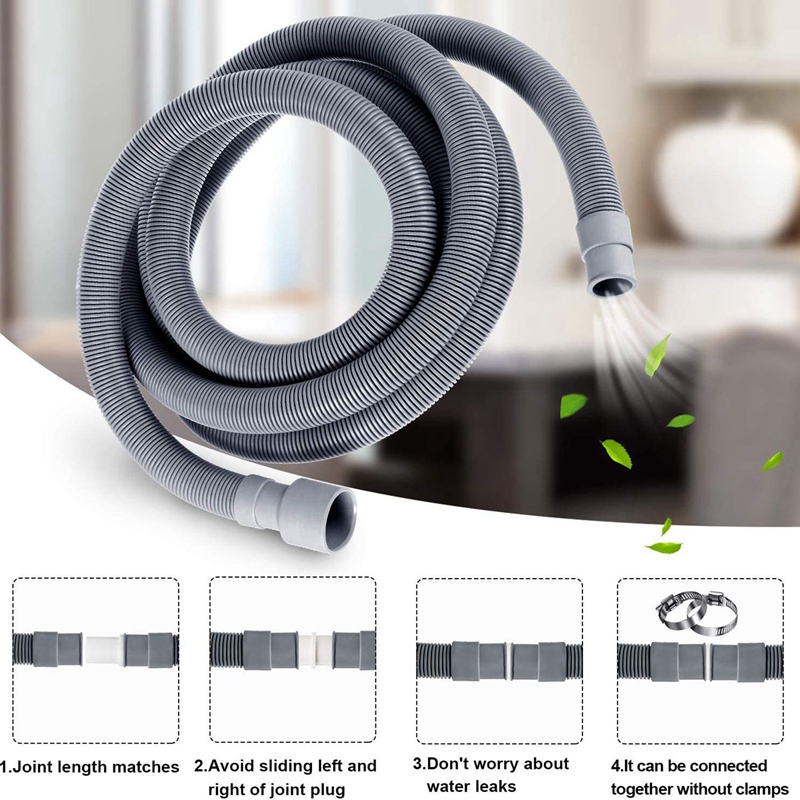 2X Automatic Drum Washing Machine Drain Pipe Drain Hose Fittings, 3 Meter