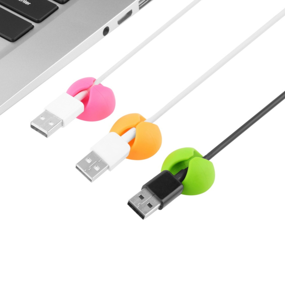 SIANCS Round Clip USB Data Cable Winder Headphone Line Holder 5pcs Charging Cord Manager Organizer Shaft Clamp Soft Bundled Wire