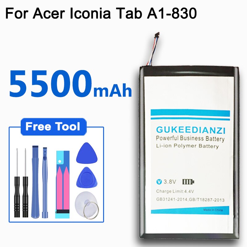 GUKEEDIANZI A1311 5500mAh Replacement Tablet Battery For Acer Iconia Tab A1-830 A1311 A1 830 Rechargeable Lithium Bateria