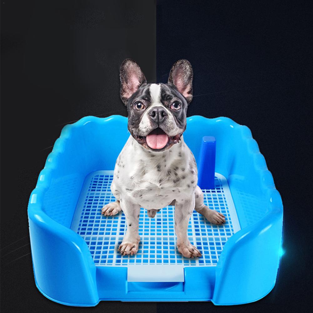 Kæledyrs potte bærbar toiletbakke hvalpe loo træningspudeholder med hegn og tisse stolpe til hunde både til indendørs og udendørs brug