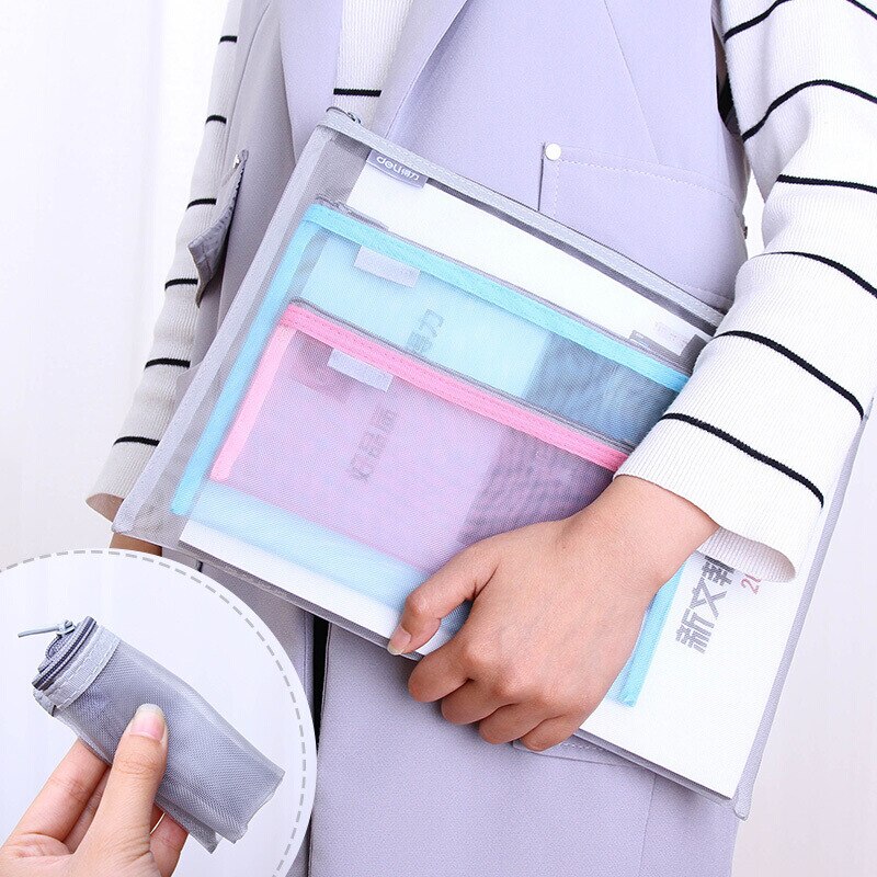 Presentation Folder Clear Grid File bag Portable Pen bags Office organizers File folder A4,A5,A6 file organizer with zipper
