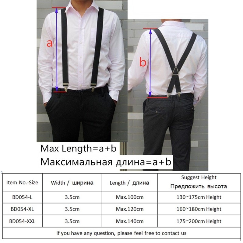 Solid Color Unisex Adult Suspenders Men XXL Large Size 3.5 cm Wide Adjustable Elastic 4 Clips X Back Women Trousers Braces Party
