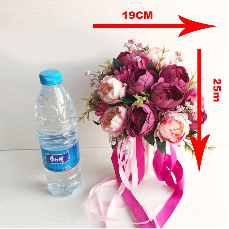 Rosa blå lila bröllop blommor bukett handgjorda konstgjorda blommor pion brudtärna brudbukett mariage bröllop dekorationer