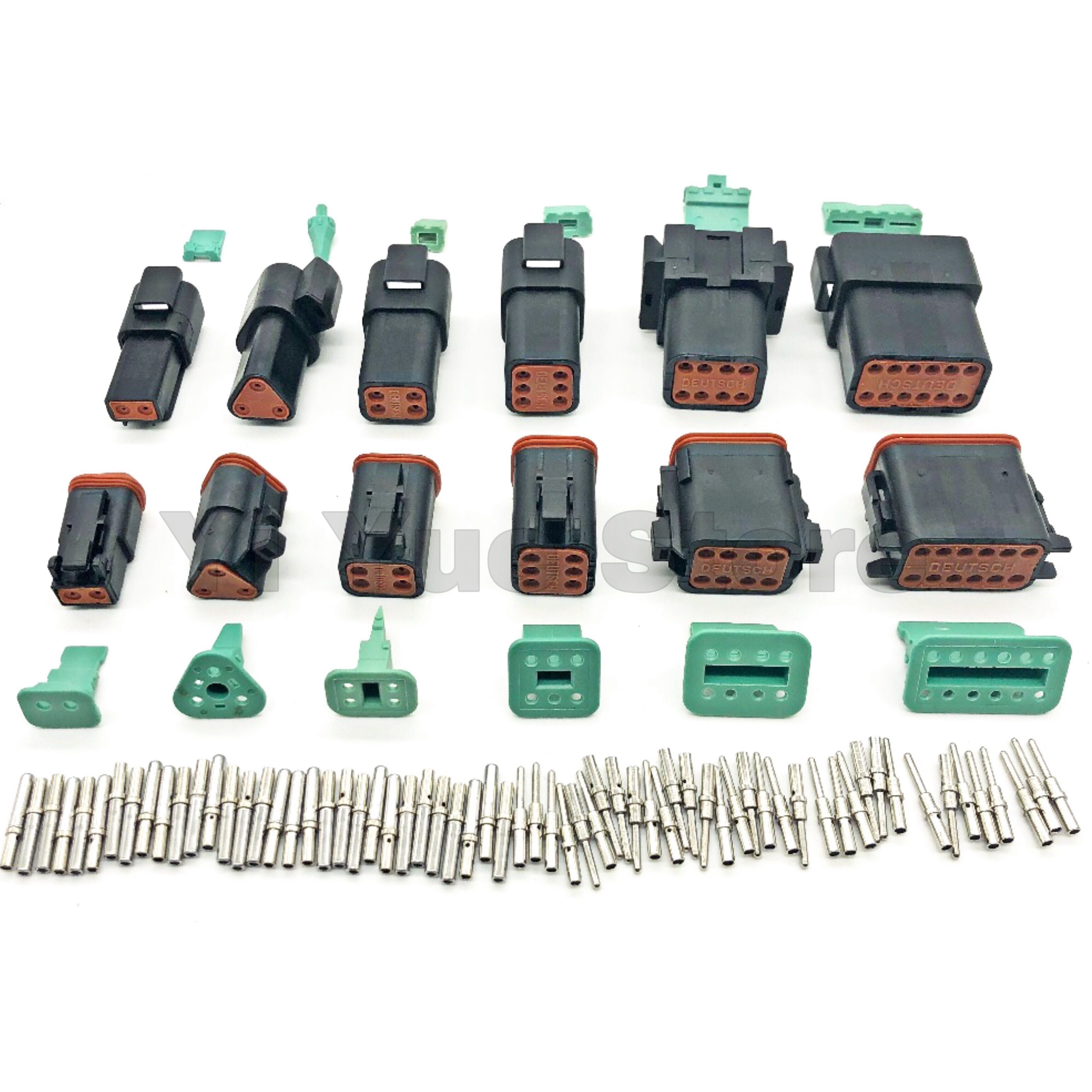 Deutsch DT 2-12 mit Solide Pins Wasserdichte Elektrische Draht Stecker stecker Kit DT06/DT04 2/3/4/6/8/12 Pin 22-16AWG: Black