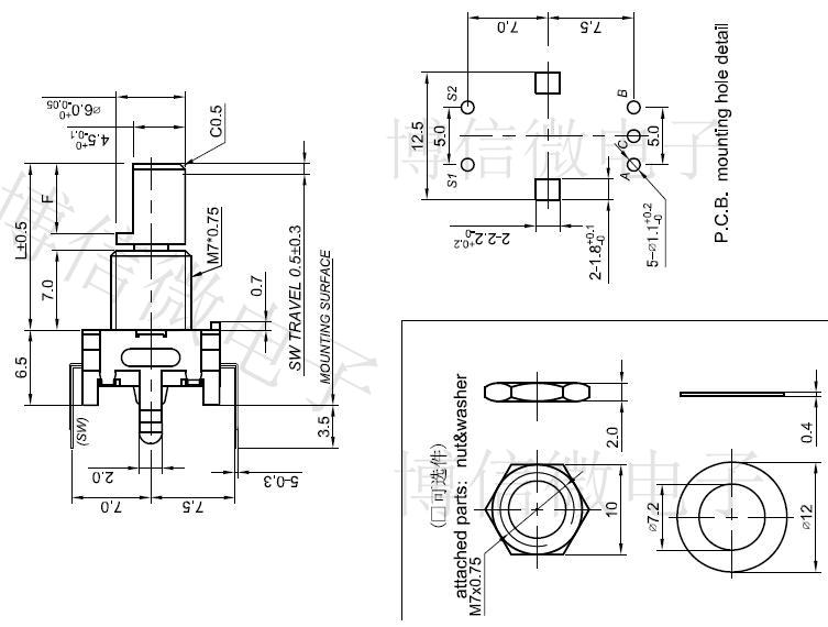 5Pcs Half Axle Rotary Encoder Code Switch Ec11 15Mm Audio Digital Potentiometer With Switch