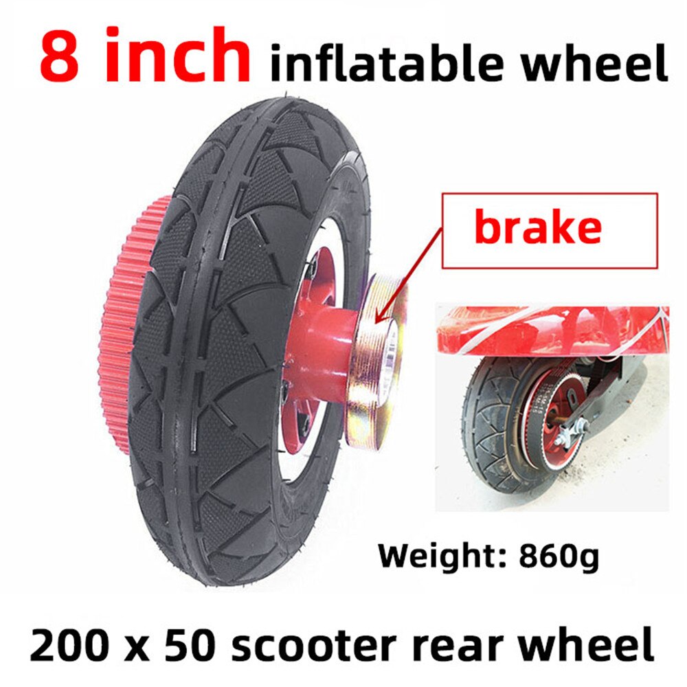 8 inches outer Tyre and Inner Tube 200x50 inflatable wheel with brake and bent Valvefor electric Gas Scooter &amp; Electric Scooter