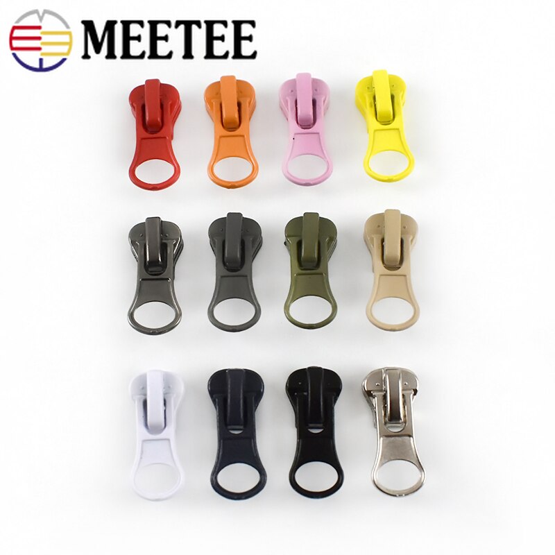 Meetee 10pcs 5# Resin Zipper Head Thick Candy Color Zipper Pull Slider DIY Repair Pillow Quilt Bedding Bags Sewing Clothes ZT005