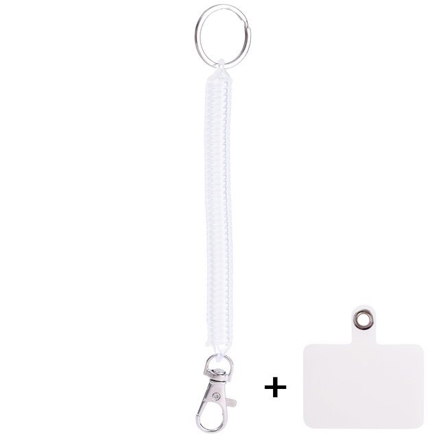 Cadena antipérdida, cuerda de resorte elástica en espiral, correa de cordón multifuncional para teléfono móvil, llavero, soporte, gancho de cierre: Rojo / Rosa