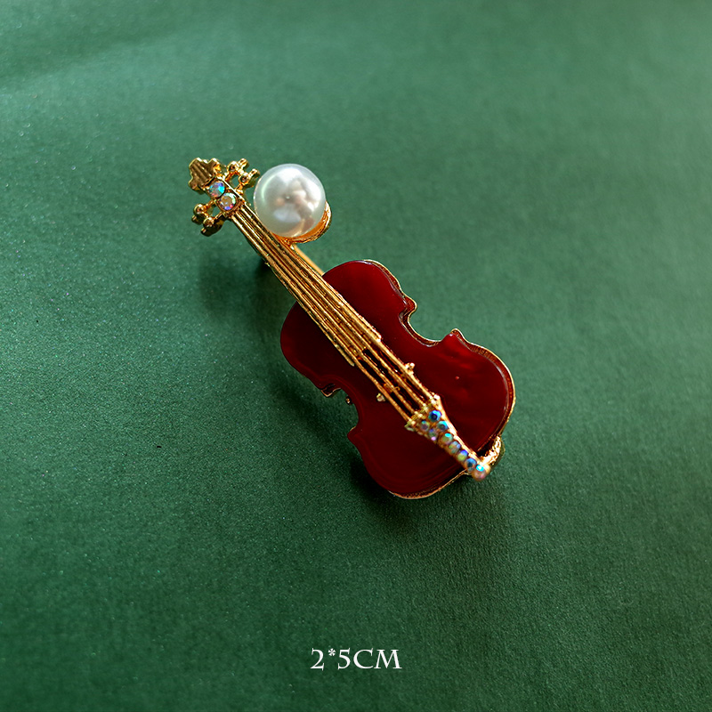 Mode Muziekinstrumenten Gitaar Viool Cello Piano voor Vrouwen Meisje Kinderen Kraag Broche Cap Rugzak Pak Pin: Rhodium Plated