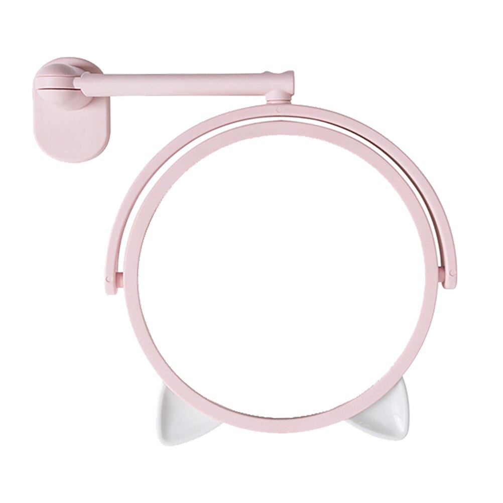 Cat Ear Makeup Mirror Vanity Mirror Spiegel Wall Mounted Cosmetics Mirror Bathroom Makeup Mirror Swivel Vanity Mirror (Pink)
