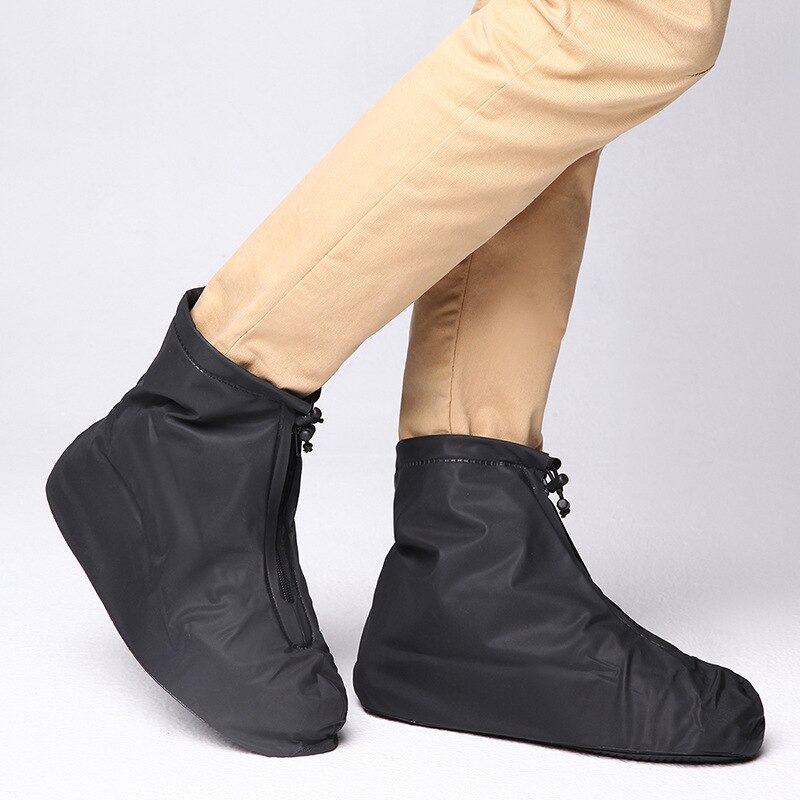 Regen Borghese Echt Product Dikke Antislip Zool Waterdicht Overshoe Fietsen Waterdichte Schoen Cover Pvc Black: 512 Black And White with Pattern M Code  38 39 Yards 