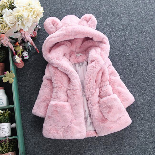 ZSIIBO giacca por bambina maglione por bambina trapunta en pelliccia niña spessa trapuntata orecchie grandi