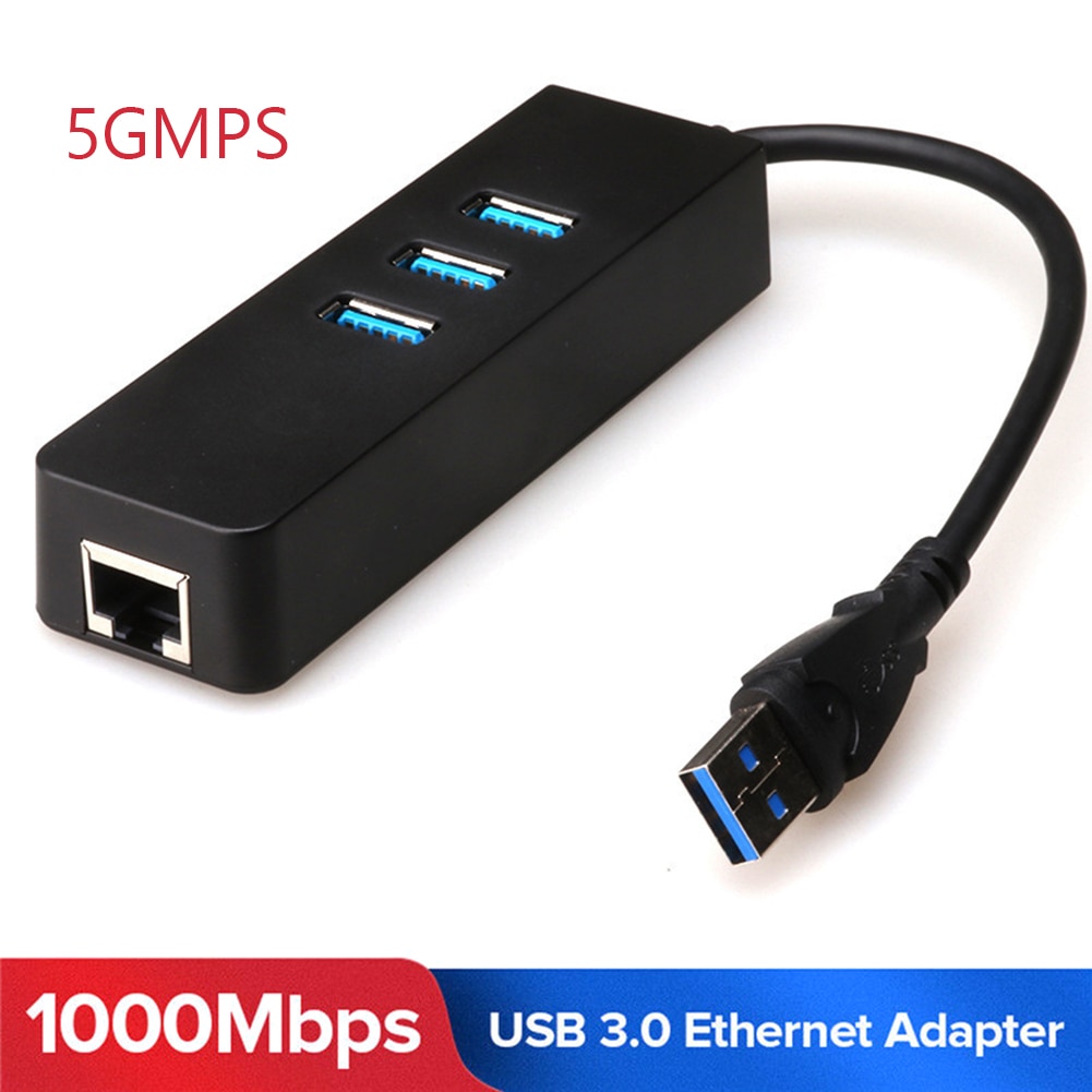 10/100/1000Mbps USB 3.0 3 Ports Gigabit Ethernet Lan RJ45 Network Adapter Hub for Windows 7/8 MAC OS Linux