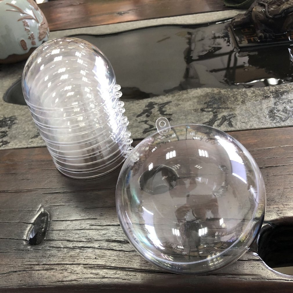 5 pièces arbre de noël boules claires remplissables boules bricolage remplissable sphère 4/6/8cm Transparent ouvert en plastique décorations de noël boule