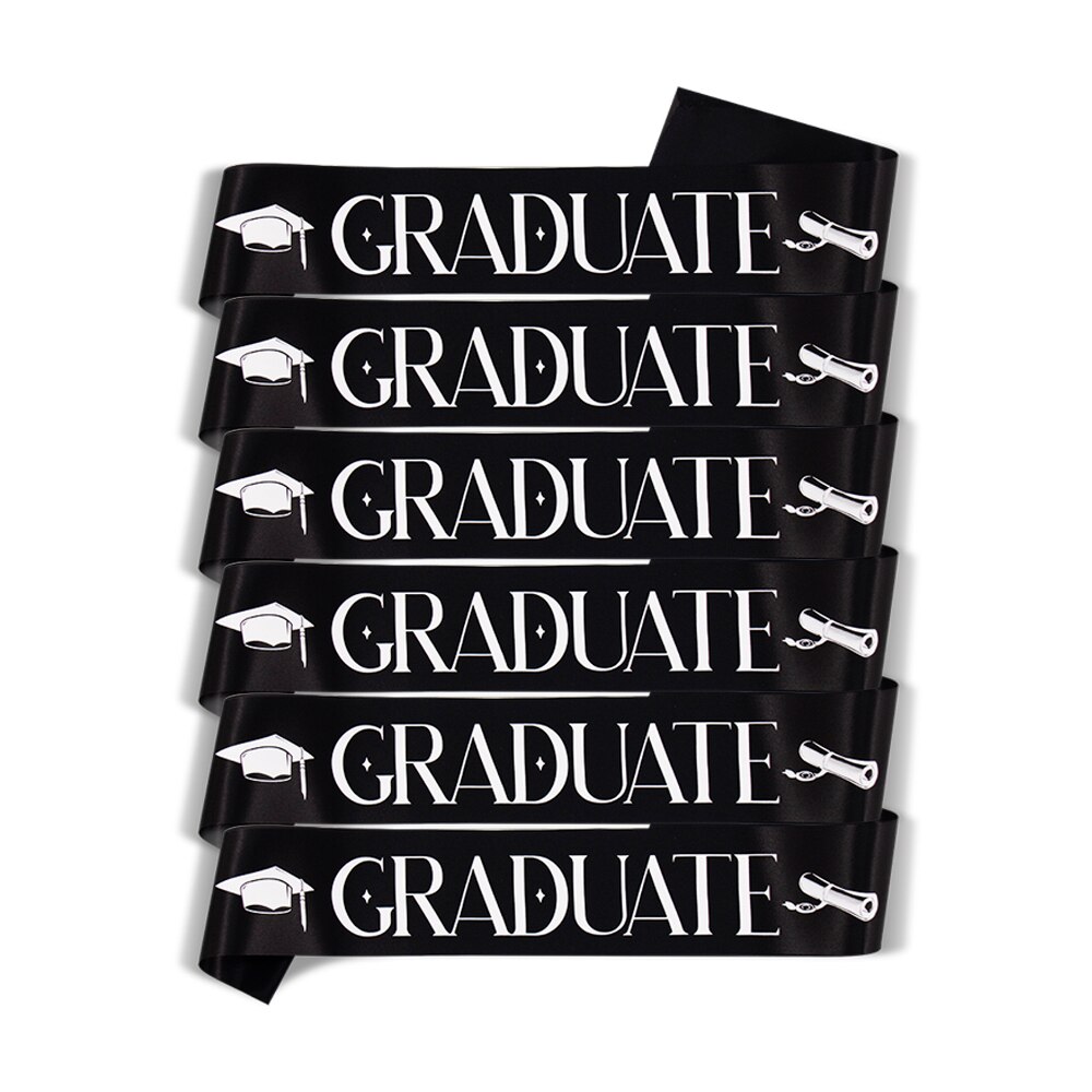Set of 6 PCS Graduation Sashes I Graduated Sash Graduate Sash Graduation Party Decoration Photo Booth Props: Black (B)